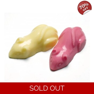 Hannah's Giant Pink & White Mice - Chocolate Flavoured Candy